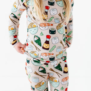 Baby Kids Bamboo Pajamas — On a Seafood Diet Two-Piece Pajama Set — Image 1