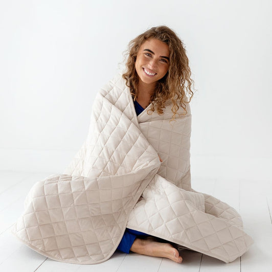 Cream Puff Quilted Bamboo Blanket - Adult & Kids