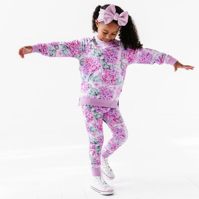 Baby Kids Bamboo Pajamas — You Had Me At Hydrangea Jogger Set — Image 1