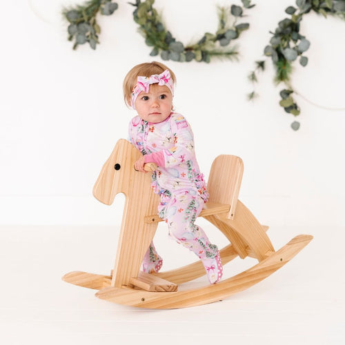 Baby Kids Bamboo Pajamas — Merry Little Pinkmas Headwrap — Image 19