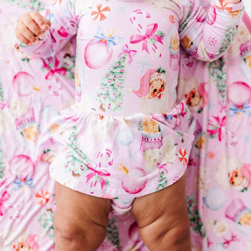 Baby Kids Bamboo Pajamas — Merry Little Pinkmas Ruffle Dress — Image 19