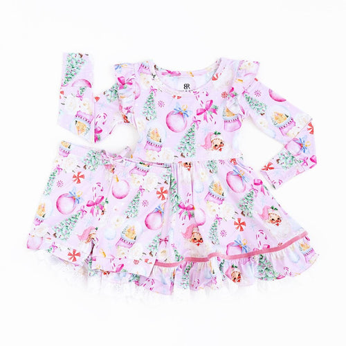 Baby Kids Bamboo Pajamas — Merry Little Pinkmas Party Dress — Image 14