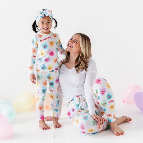 Sweethearts® Colorful Candy Heart Two-Piece Pajama Set - Image 4 - Bums & Roses