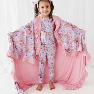 Baby Kids Bamboo Pajamas — A Knight to Remember Ruffle Bum Bum Blanket — Image 1