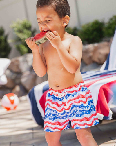 Baby Kids Bamboo Pajamas — All American Swim Shorts — Image 1