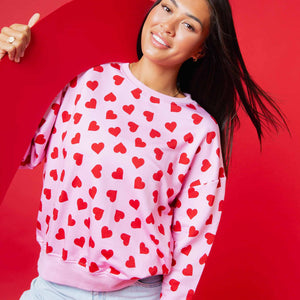 Baby Kids Bamboo Pajamas — All Heart Eyes Women's Relaxed Crew Neck Sweatshirt — Image 1