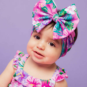 Baby Kids Bamboo Pajamas — Aloha, Beaches Biggie Bow — Image 1