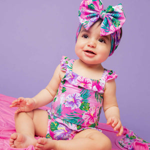 Baby Kids Bamboo Pajamas — Aloha, Beaches Bubble Romper — Image 1