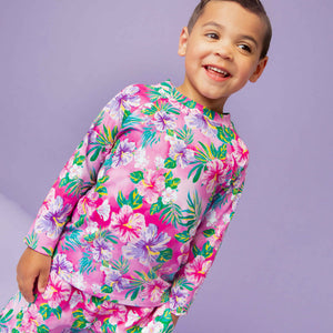 Baby Kids Bamboo Pajamas — Aloha, Beaches Long Sleeve Rash Guard — Image 1