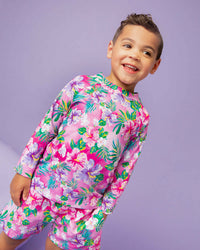 Baby Kids Bamboo Pajamas — Aloha, Beaches Long Sleeve Rash Guard — Image 1