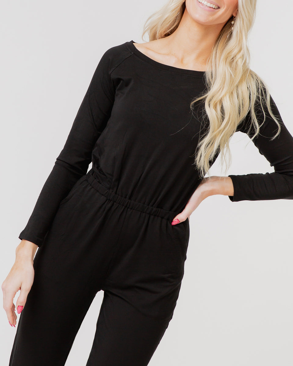 Black Long Sleeves Women's Romper