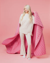 Baby Kids Bamboo Pajamas — Pink Ember Quilted Bamboo Blanket - Adult & Kids — Image 1