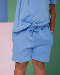 Baby Kids Bamboo Pajamas — Popsicle Blue Pull-On Shorts — Image 1