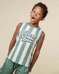 Baby Kids Bamboo Pajamas — First Grade Jersey Top With Shorts — Image 1