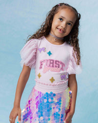 Baby Kids Bamboo Pajamas — First Grade Flutter Sleeve Top — Image 1