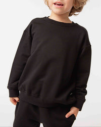 Baby Kids Bamboo Pajamas — Black Crew Neck Sweatshirt — Image 1