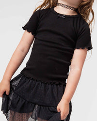 Baby Kids Bamboo Pajamas — Black Pointelle Top — Image 3
