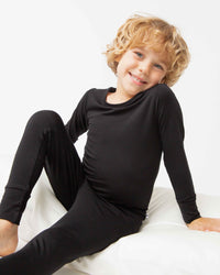 Baby Kids Bamboo Pajamas — Black Long Sleeve Pajama Set — Image 5