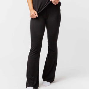 Baby Kids Bamboo Pajamas — Black Women's Flare Pants — Image 1