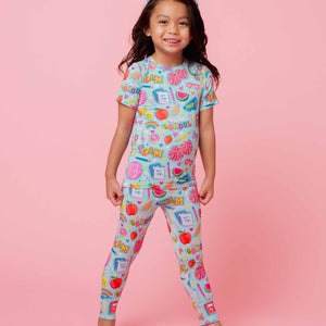 Baby Kids Bamboo Pajamas — Cheer We Go Short Sleeve Pajama Set — Image 1