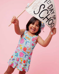 Baby Kids Bamboo Pajamas — Cheer We Go Sleeveless Twistback Dress — Image 1