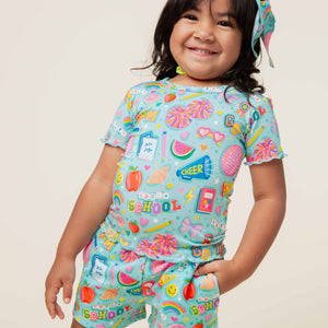 Baby Kids Bamboo Pajamas — Cheer We Go Top & Shorts Set — Image 8
