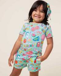 Baby Kids Bamboo Pajamas — Cheer We Go Top & Shorts Set — Image 8