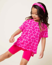 Baby Kids Bamboo Pajamas — Daisy Bell Girls Oversized T-Shirt & Biker Shorts Set — Image 9
