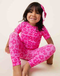 Baby Kids Bamboo Pajamas — Daisy Bell Short Sleeve Pajama Set — Image 1