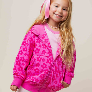 Baby Kids Bamboo Pajamas — Daisy Bell Zip-Up Hoodie — Image 3