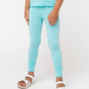 Baby Kids Bamboo Pajamas — Mint To Learn Foldover Bamboo Leggings — Image 1