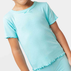 Baby Kids Bamboo Pajamas — Mint To Learn Pointelle Top — Image 1