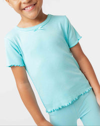 Baby Kids Bamboo Pajamas — Mint To Learn Pointelle Top — Image 1
