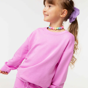 Baby Kids Bamboo Pajamas — Pencil Pink Crew Neck Sweatshirt — Image 1