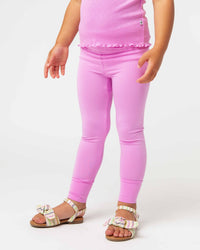 Baby Kids Bamboo Pajamas — Pencil Pink Foldover Bamboo Leggings — Image 1