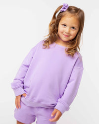 Baby Kids Bamboo Pajamas — Purple Doodles Crew Neck Sweatshirt — Image 1