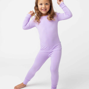 Baby Kids Bamboo Pajamas — Purple Doodles Long Sleeve Pajama Set — Image 1