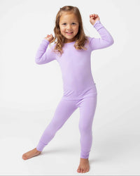 Baby Kids Bamboo Pajamas — Purple Doodles Long Sleeve Pajama Set — Image 1