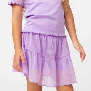 Baby Kids Bamboo Pajamas — Purple Doodles Tulle Skort — Image 1