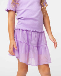 Baby Kids Bamboo Pajamas — Purple Doodles Tulle Skort — Image 1