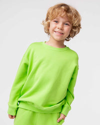 Baby Kids Bamboo Pajamas — Recess Green Crew Neck Sweatshirt — Image 1