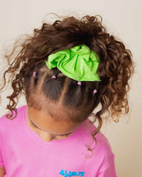 Baby Kids Bamboo Pajamas — Recess Green Large Scrunchie — Image 1