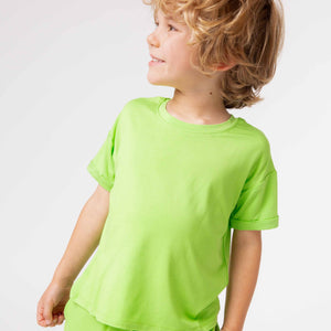 Baby Kids Bamboo Pajamas — Recess Green T-Shirt — Image 1