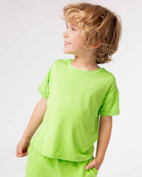 Baby Kids Bamboo Pajamas — Recess Green T-Shirt — Image 3