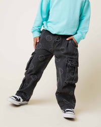 Baby Kids Bamboo Pajamas — Smiley Face Denim Jeans — Image 1