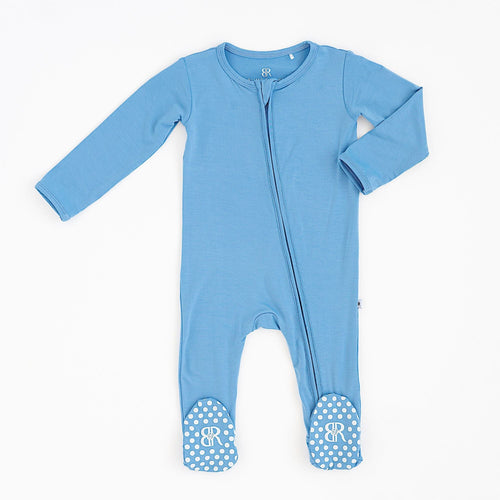 Baby Blue Long Sleeve Footie - Image 2 - Bums & Roses