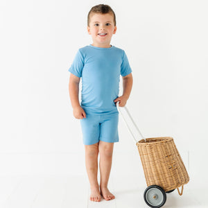 Baby Blue Two-Piece Pajama Shorts Set - Image 1 - Bums & Roses
