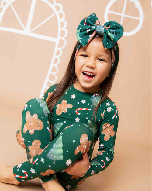 Baby Kids Bamboo Pajamas — Bake it Happen Biggie Bow — Image 1