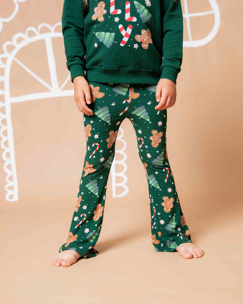Baby Kids Bamboo Pajamas — Bake it Happen Crew Neck Sweatshirt & Bell Bottoms Set — Image 4