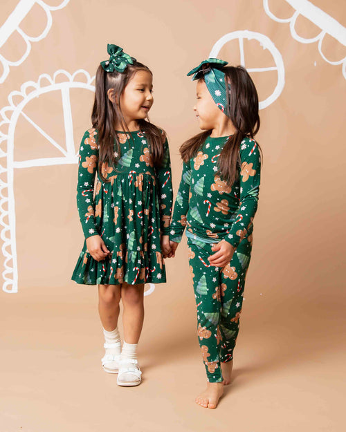 Baby Kids Bamboo Pajamas — Bake it Happen Long Sleeve Dress & Shorts Set — Image 4